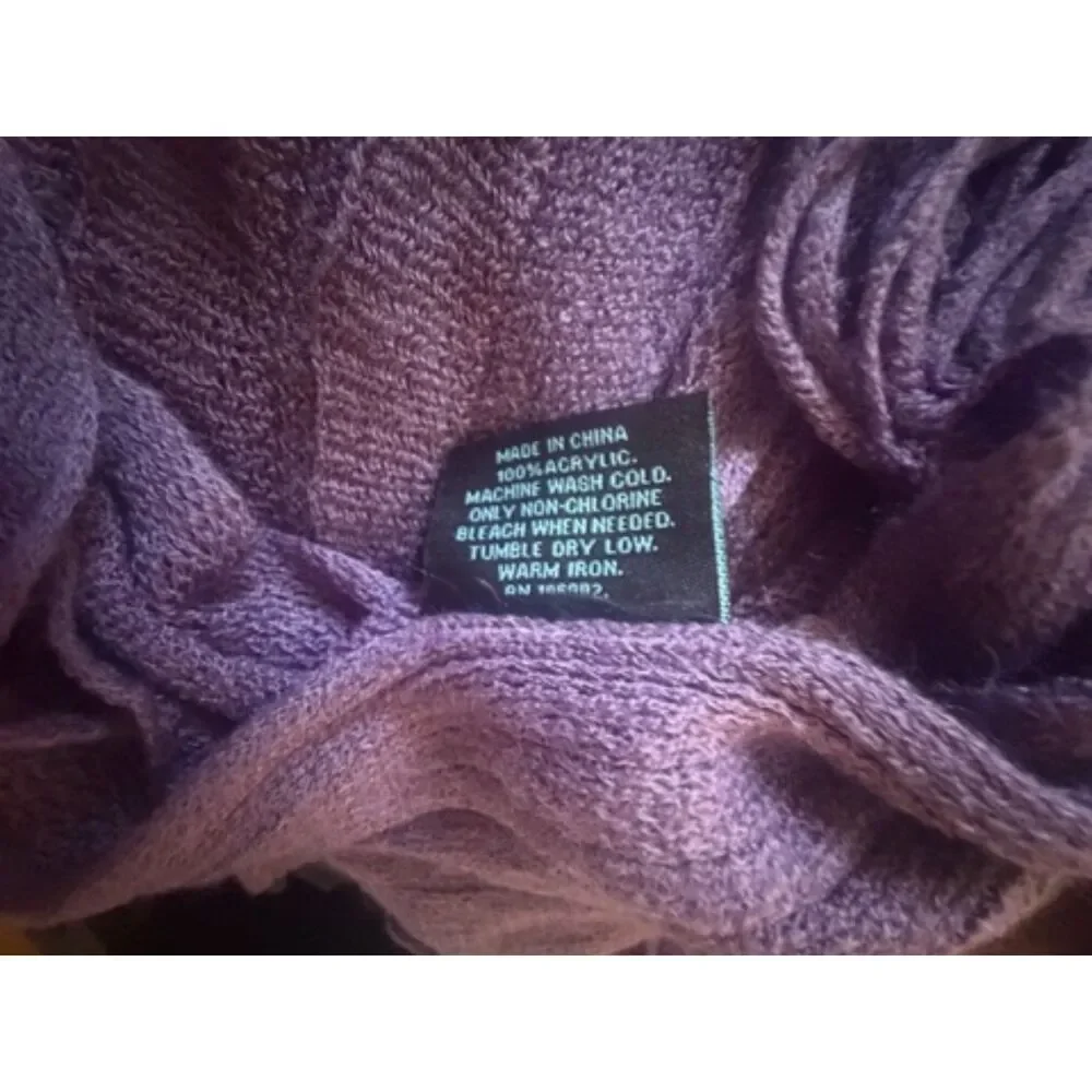 Cynthia Rowley purple knit fringe scarf